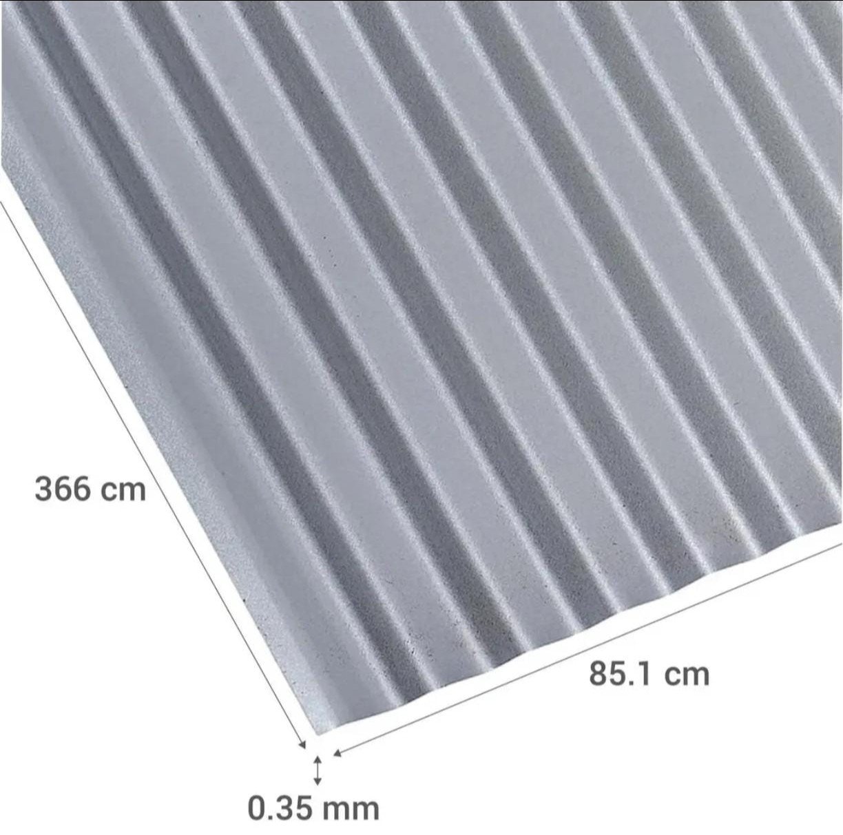 Zinc Acanalado 0.35mm x 0.851m x 3.66m Galvanizado