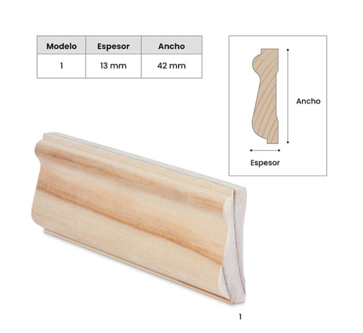 Pilastra Pino Finger 13 x 42mm x 3 metros